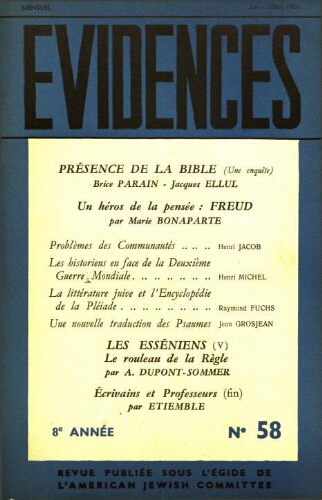 Evidences. N° 58 (Juin/Juillet 1956)